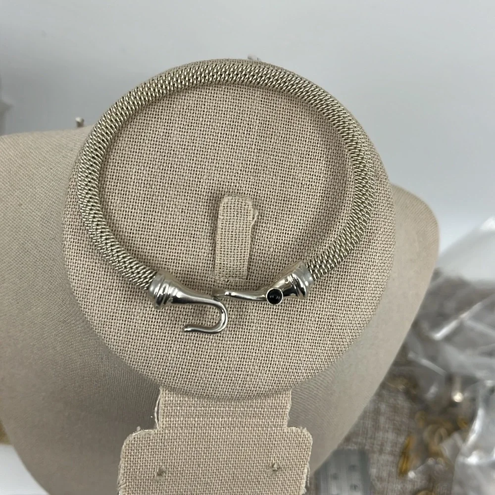 Vintage Joseph Esposito ESPO 925 Sterling Silver Mesh Hook Bracelet 7" - Picture 3 of 14
